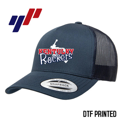 Yupoong 6506 Adult 5-Panel Retro Trucker Cap DTF PRINTED- KY Rockers Softball