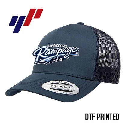 Yupoong 6506 Adult 5-Panel Retro Trucker Cap DTF PRINTED- Mississippi Rampage Select Softball
