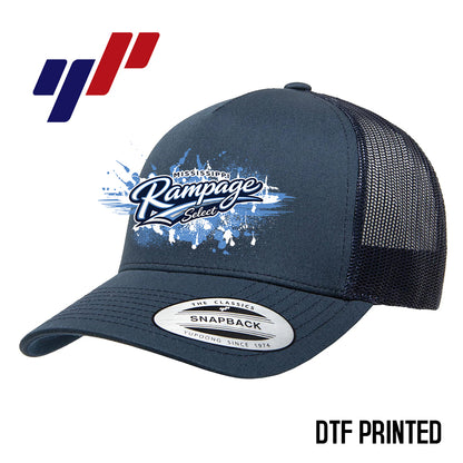 Yupoong 6506 Adult 5-Panel Retro Trucker Cap DTF PRINTED- Mississippi Rampage Select Softball