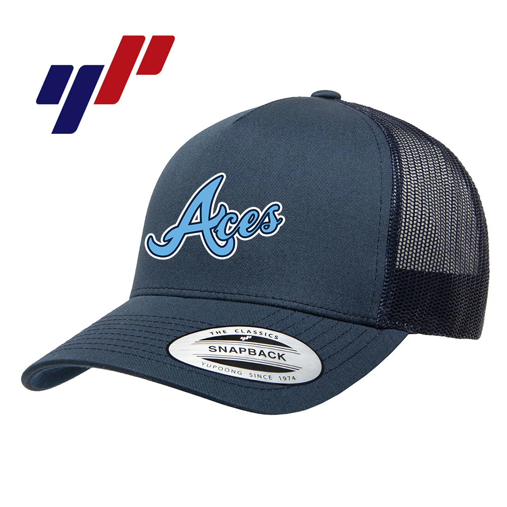 Yupoong 6506 Adult 5-Panel Retro Trucker Cap DTF PRINTED- Aces Baseball