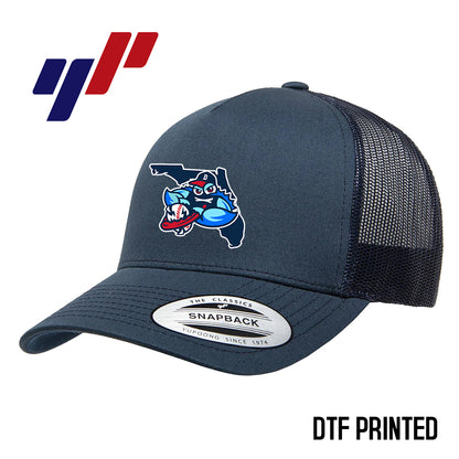 Yupoong 6506 Adult 5-Panel Retro Trucker Cap DTF PRINTED- FCA Blueclaws Baseball