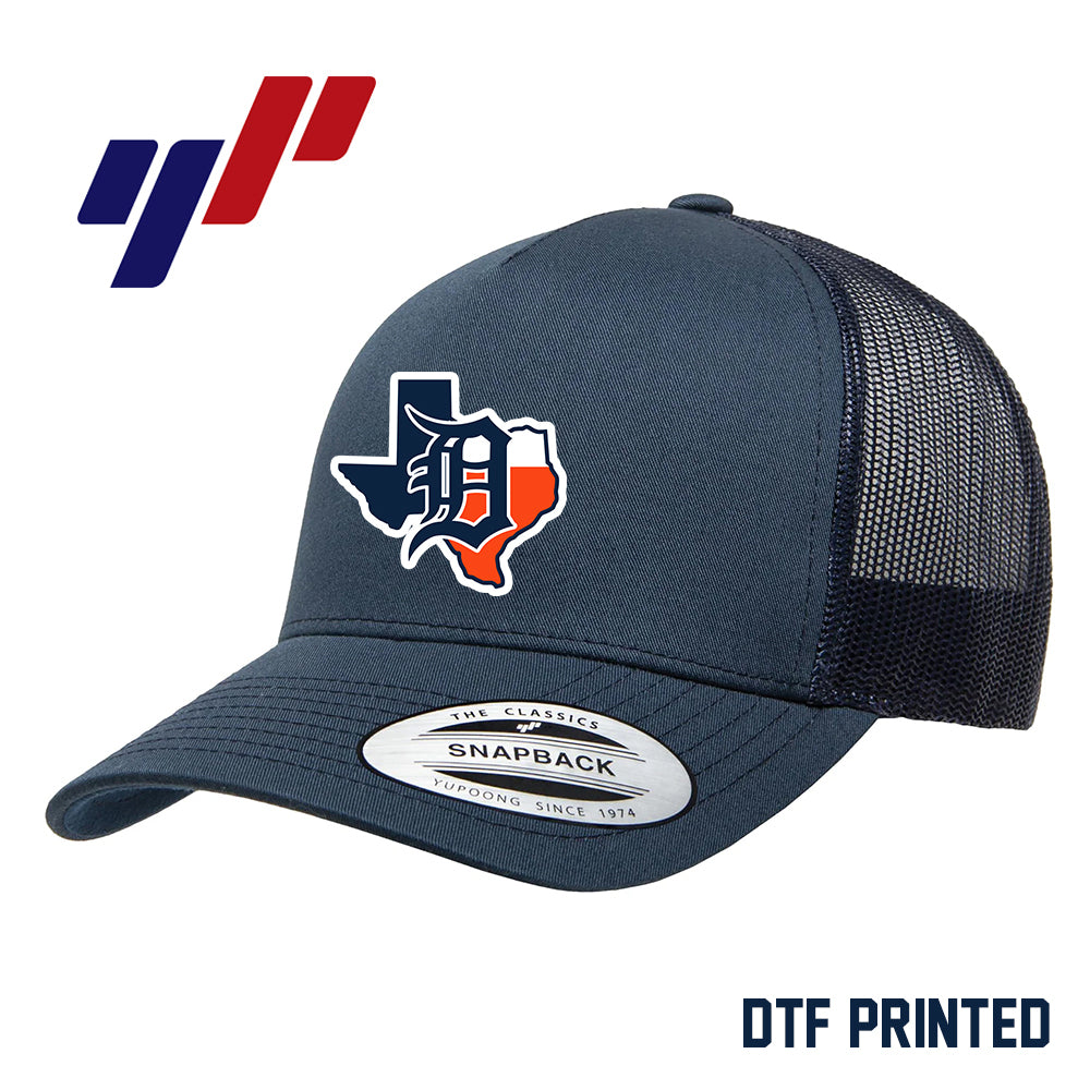 Yupoong 6506 Adult 5-Panel Retro Trucker Cap DTF PRINTED - Dallas Tigers Baseball