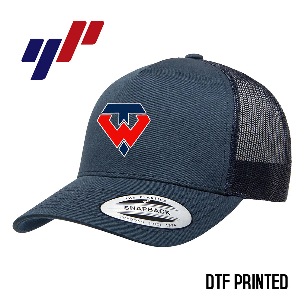 Yupoong 6506 Adult 5-Panel Retro Trucker Cap DTF PRINTED- Tampa Warriors Baseball