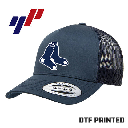 Yupoong 6506 Adult 5-Panel Retro Trucker Cap DTF PRINTED - Blue Sox Baseball