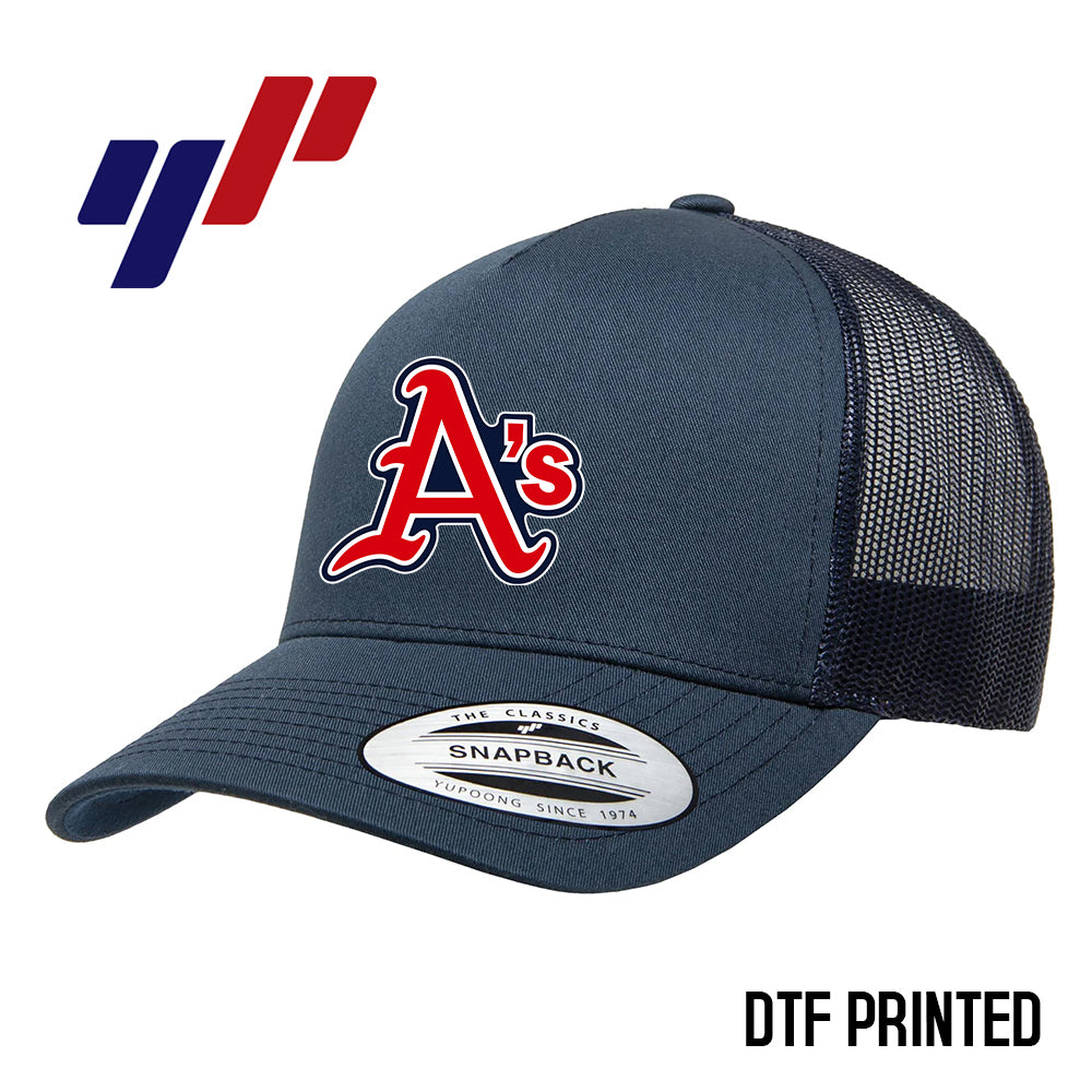 Yupoong 6506 Adult 5-Panel Retro Trucker Cap DTF PRINTED- Little Rock A's Baseball