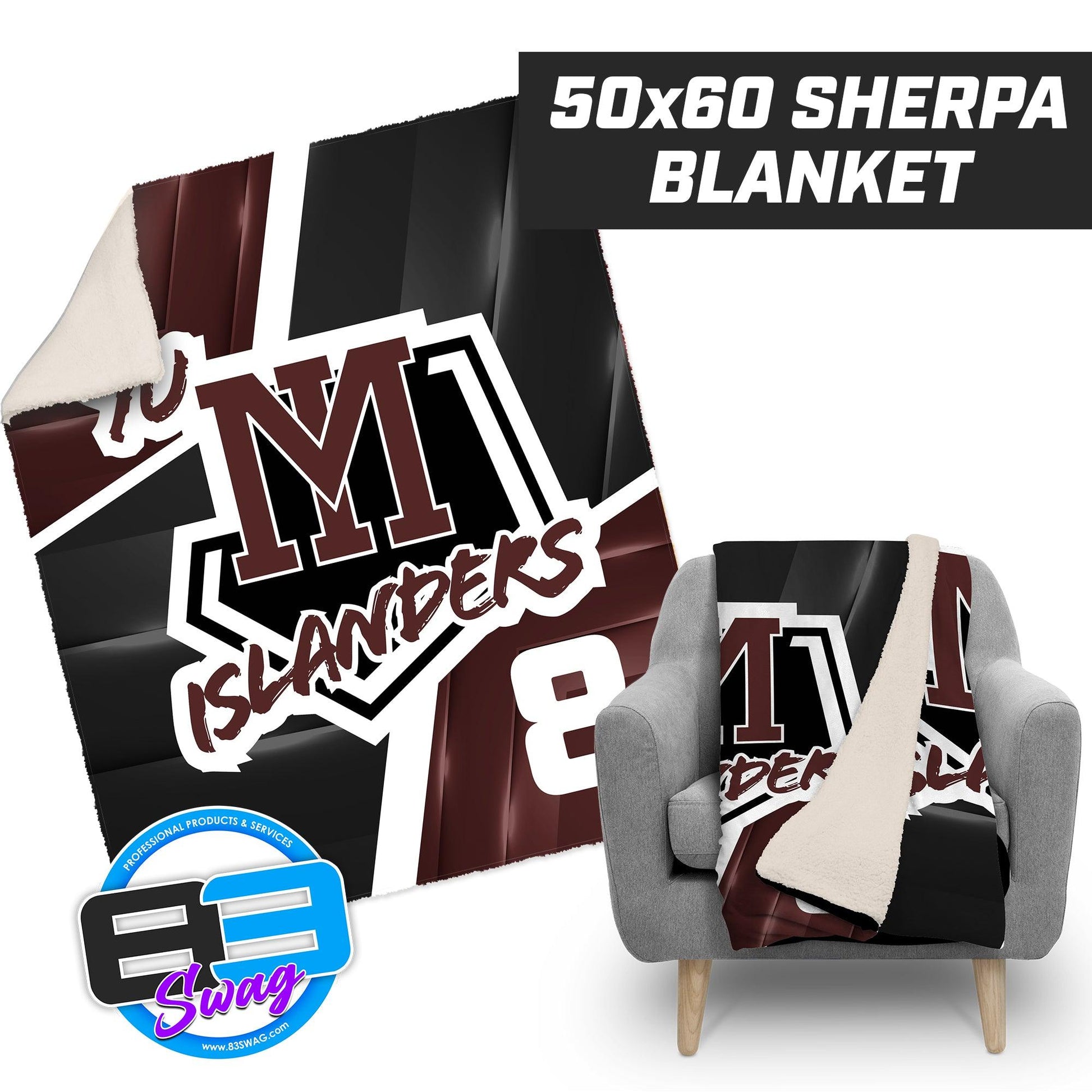 9u Mercer Island Islanders - 50”x60” Plush Sherpa Blanket - 83Swag