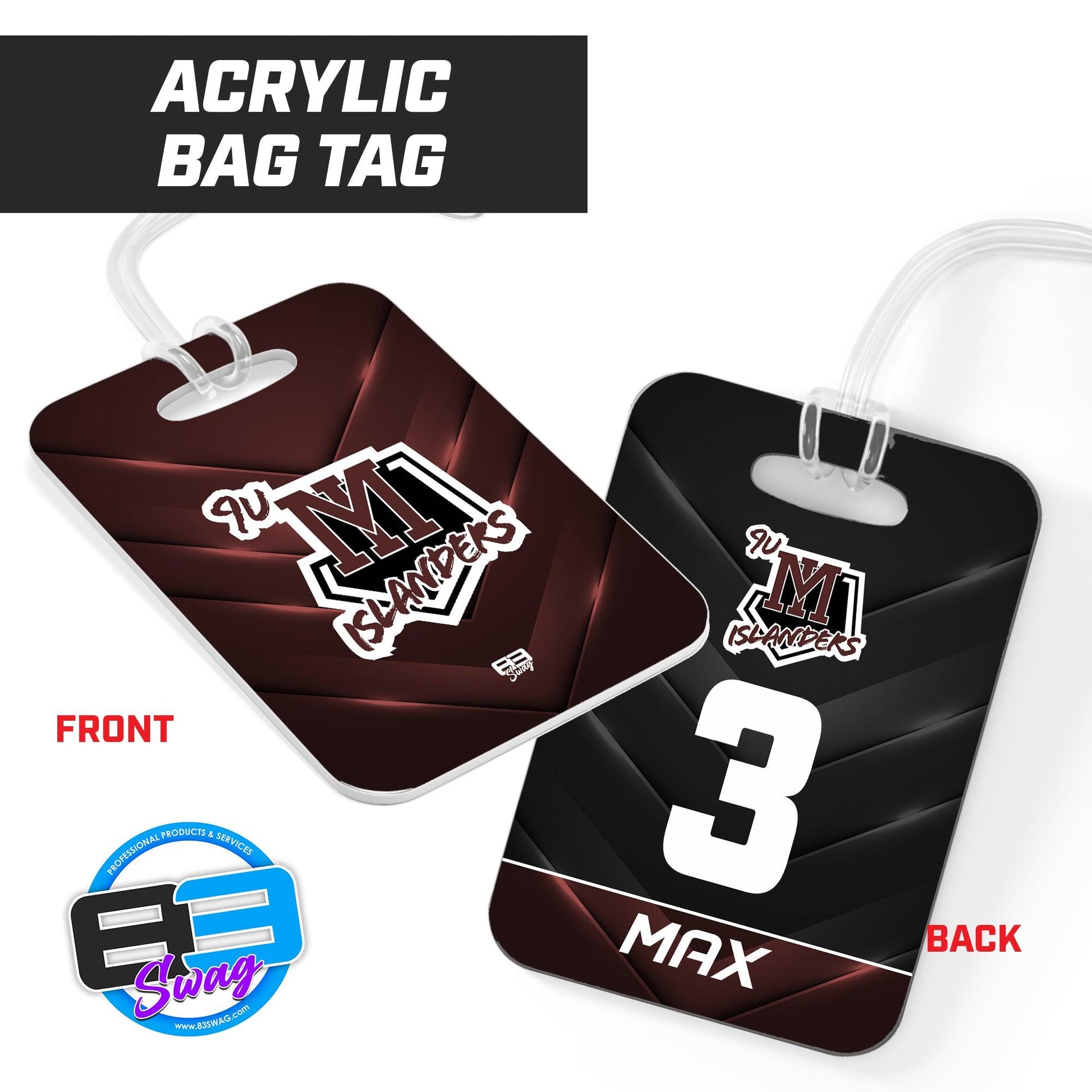 9u Mercer Island Islanders - Hard Acrylic Bag Tag - 83Swag