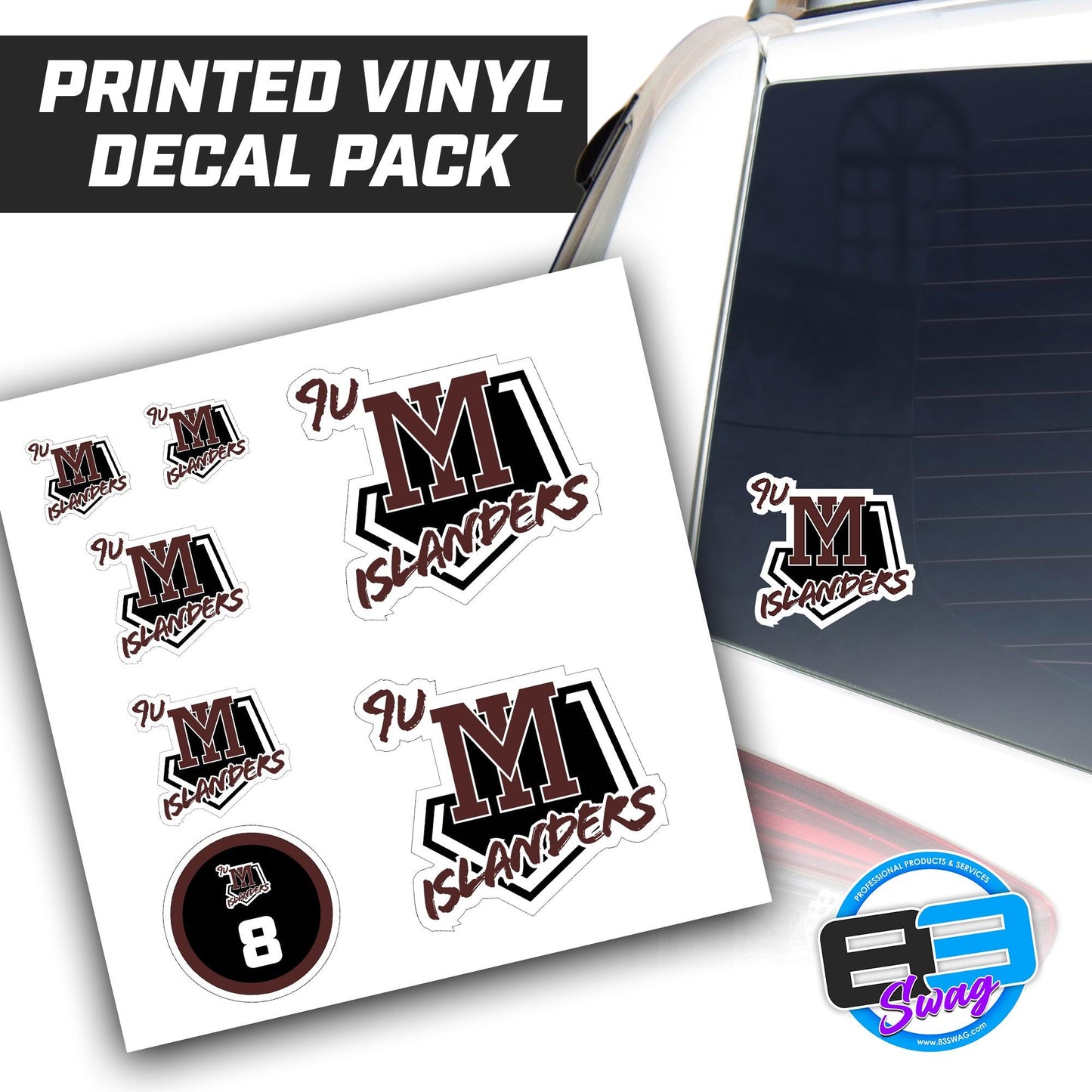 9u Mercer Island Islanders - Logo Vinyl Decal Pack - 83Swag