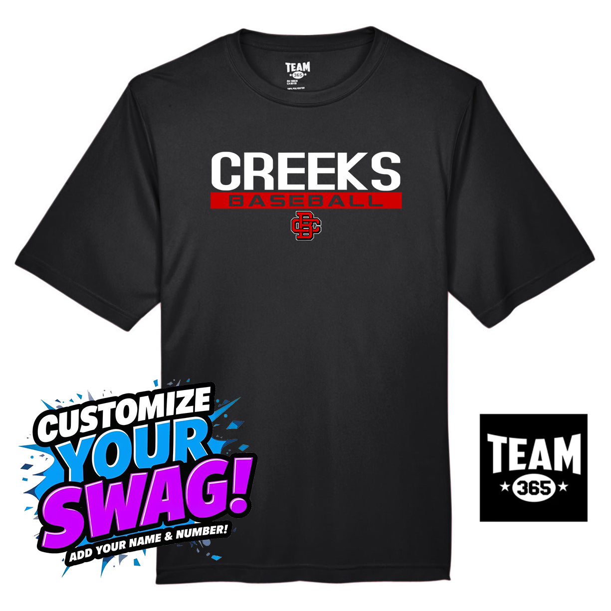 Team 365 Youth & Men's Zone Performance T-Shirt - Creeks Baseball Club - CBC
