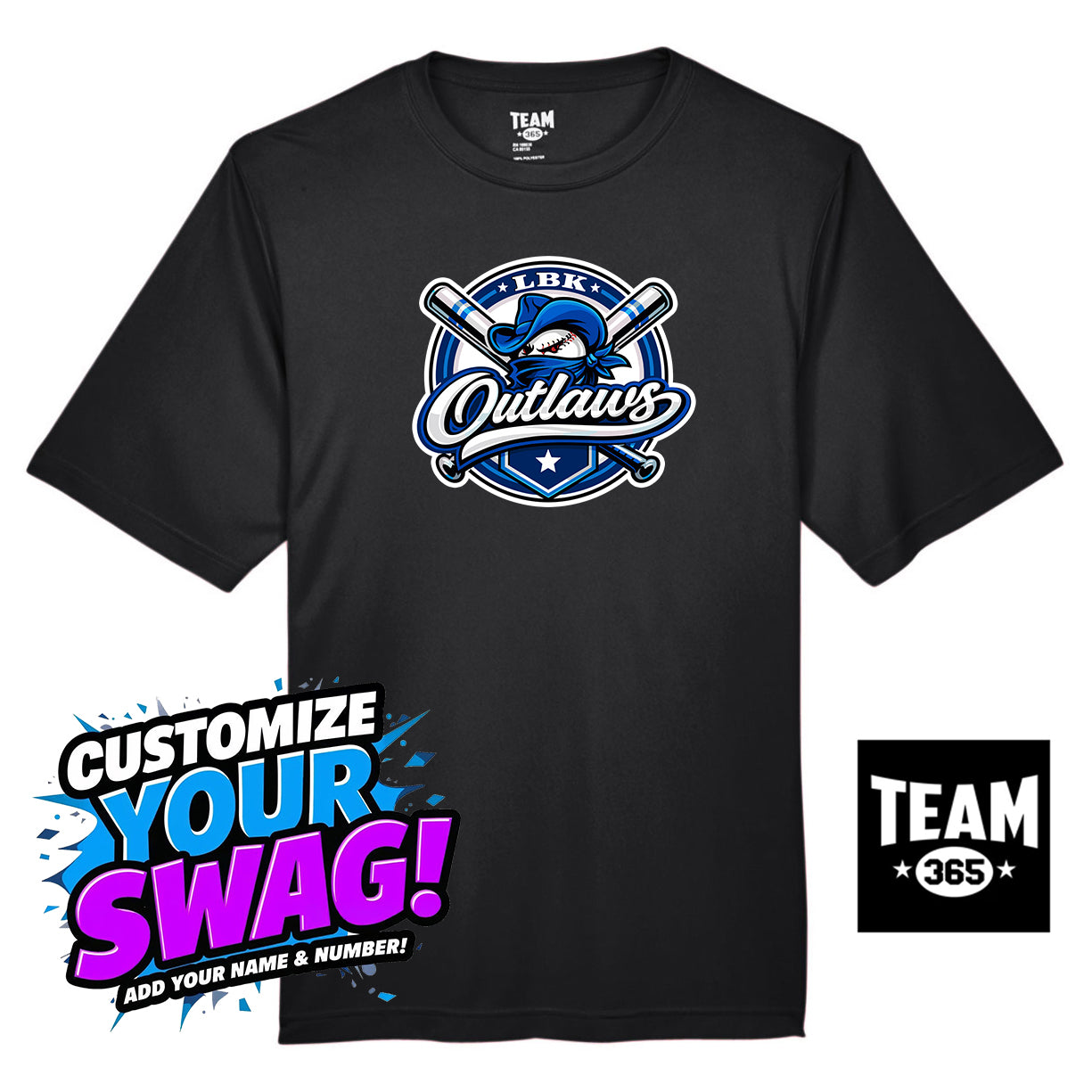 Team 365 Youth & Men's Zone Performance T-Shirt - LBK Outlaws Baseball