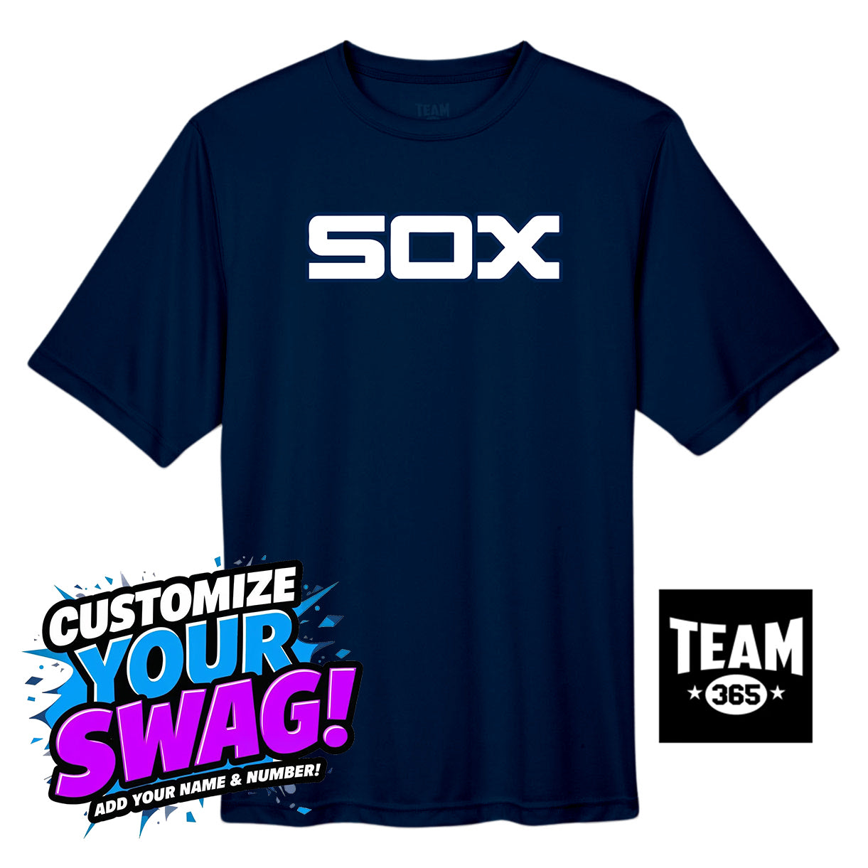 Team 365 Youth & Men's Zone Performance T-Shirt - Blue Sox Baseball