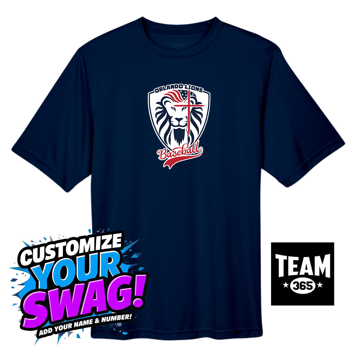 Team 365 Youth & Men's Zone Performance T-Shirt - Orlando Lions Baseball