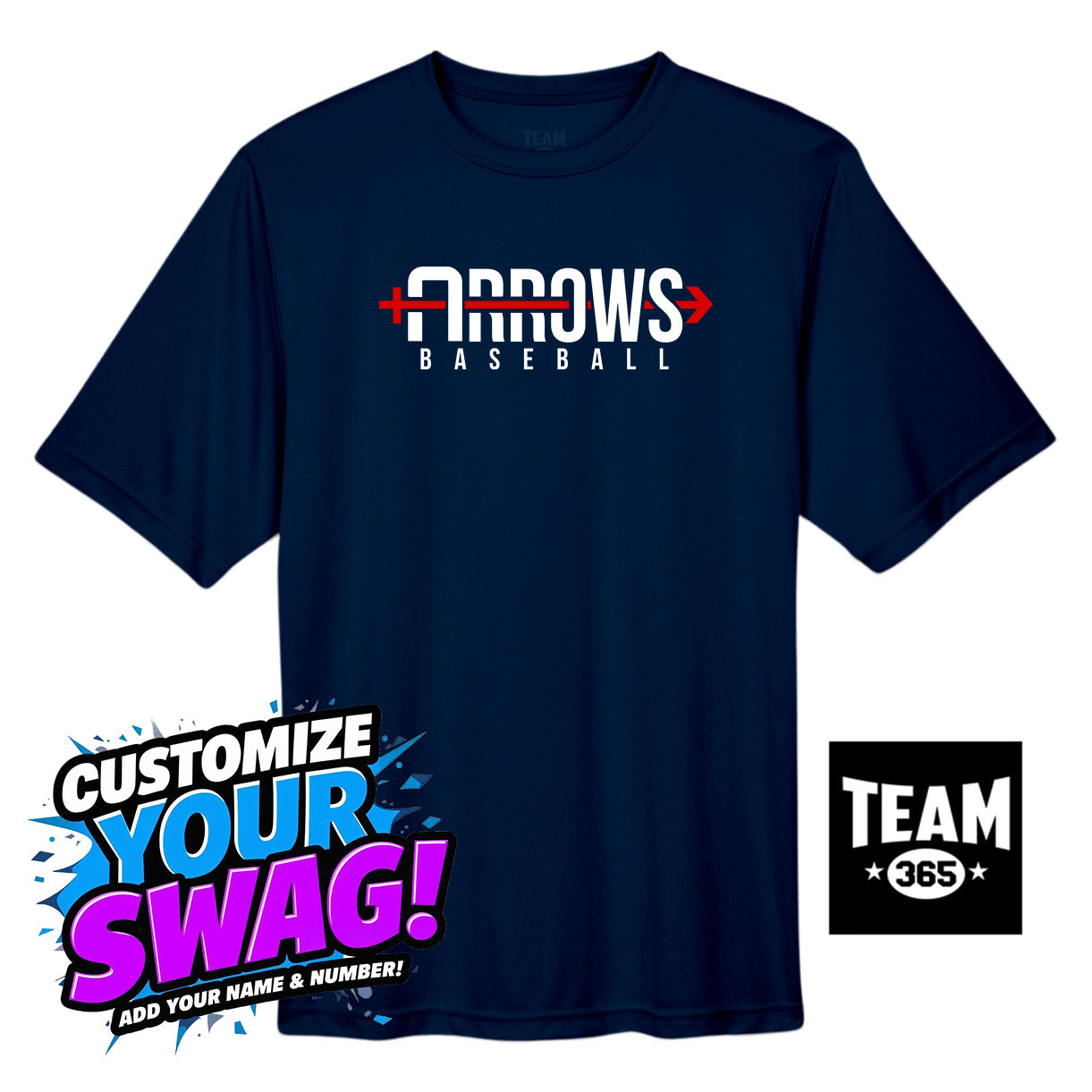 Team 365 Youth & Men's Zone Performance T-Shirt - Arrows Baseball