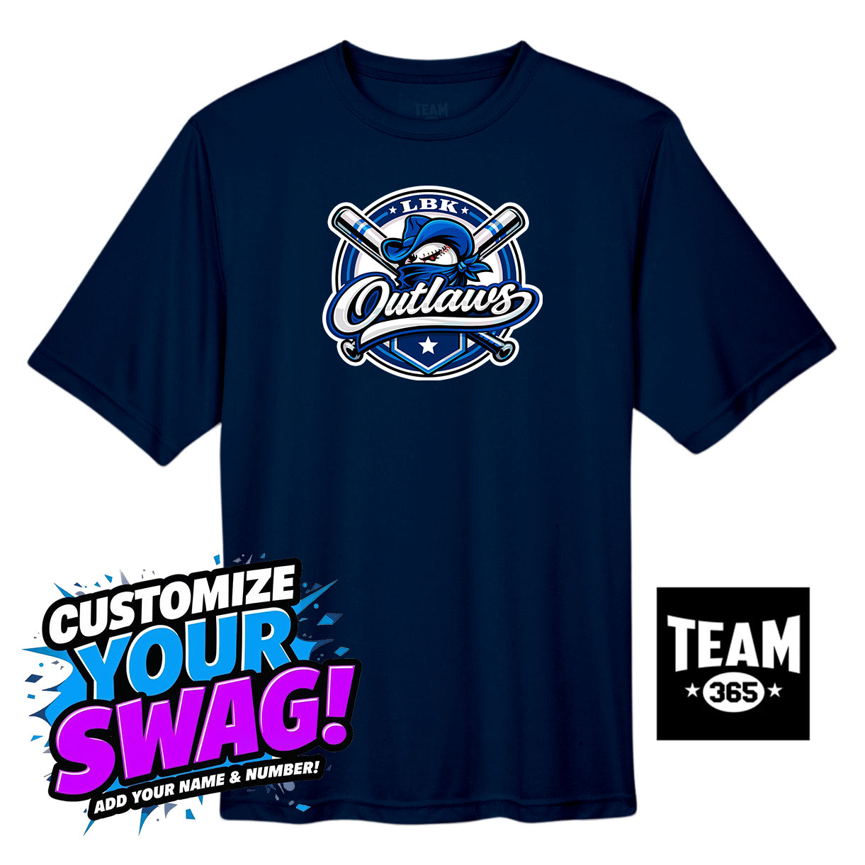 Team 365 Youth & Men's Zone Performance T-Shirt - LBK Outlaws Baseball