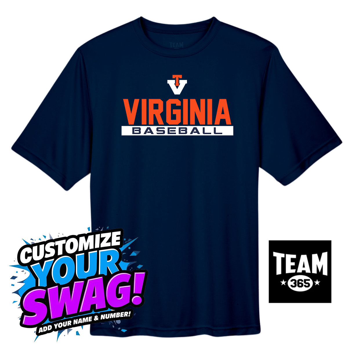 Team 365 Youth & Men's Zone Performance T-Shirt - Team Virginia Baseball