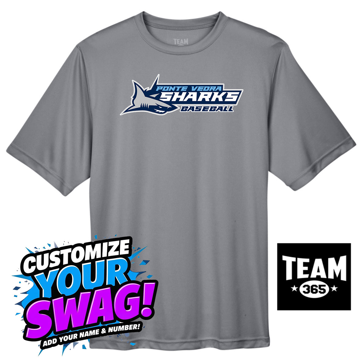 Team 365 Youth & Men's Zone Performance T-Shirt - PVAA Sharks Baseball