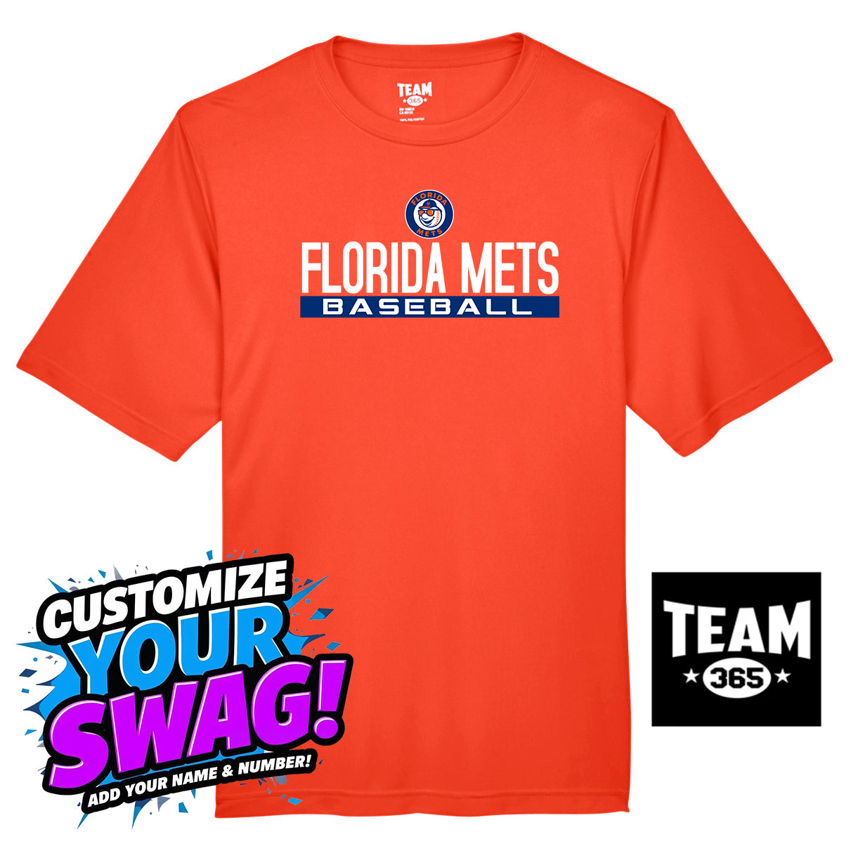 Team 365 Youth & Men's Zone Performance T-Shirt - Florida Mets Baseball