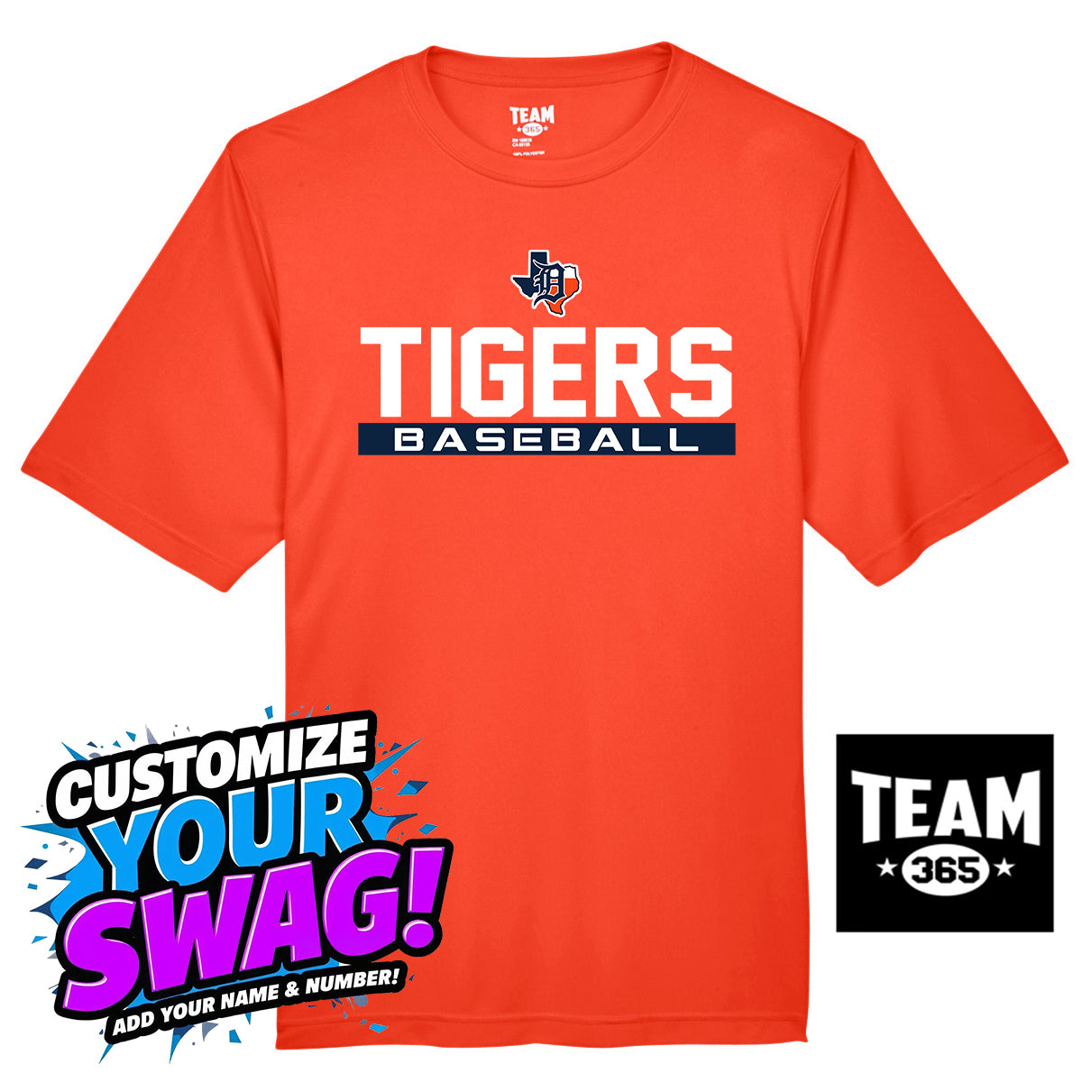 Team 365 Youth & Men's Zone Performance T-Shirt - Dallas Tigers Baseball