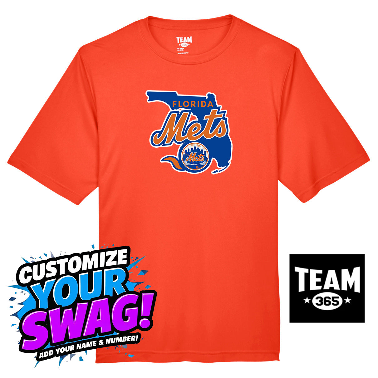 Team 365 Youth & Men's Zone Performance T-Shirt - Florida Mets Baseball