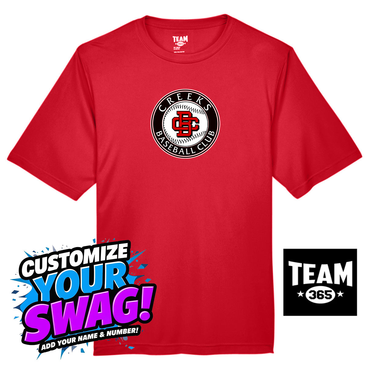 Team 365 Youth & Men's Zone Performance T-Shirt - Creeks Baseball Club - CBC