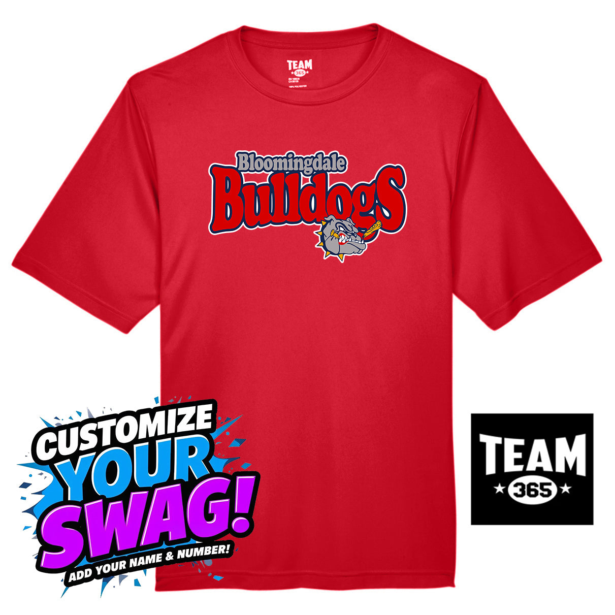 Team 365 Youth & Men's Zone Performance T-Shirt - Bloomingdale Bulldogs Baseball
