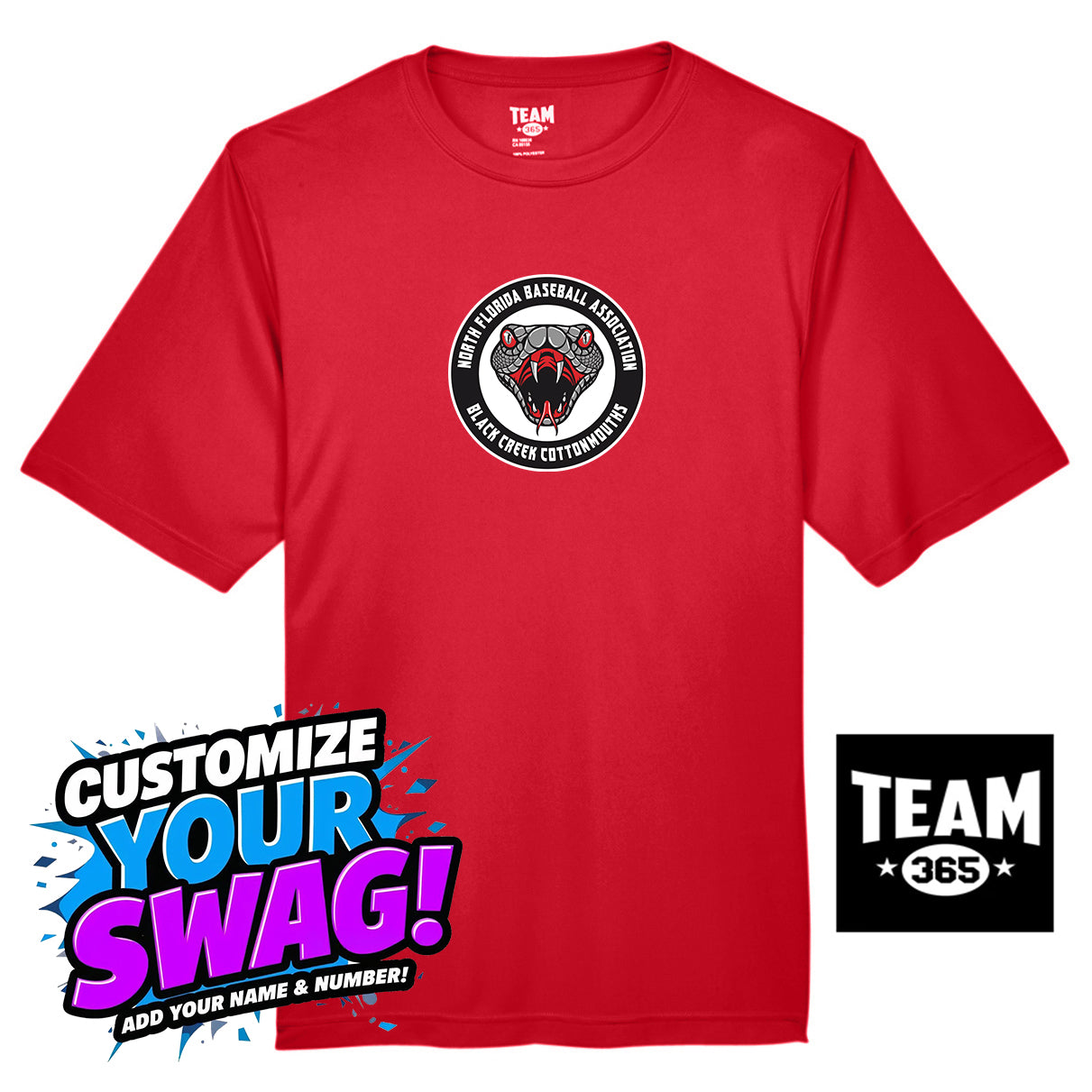 Team 365 Youth & Men's Zone Performance T-Shirt - Black Creek Cottonmouths