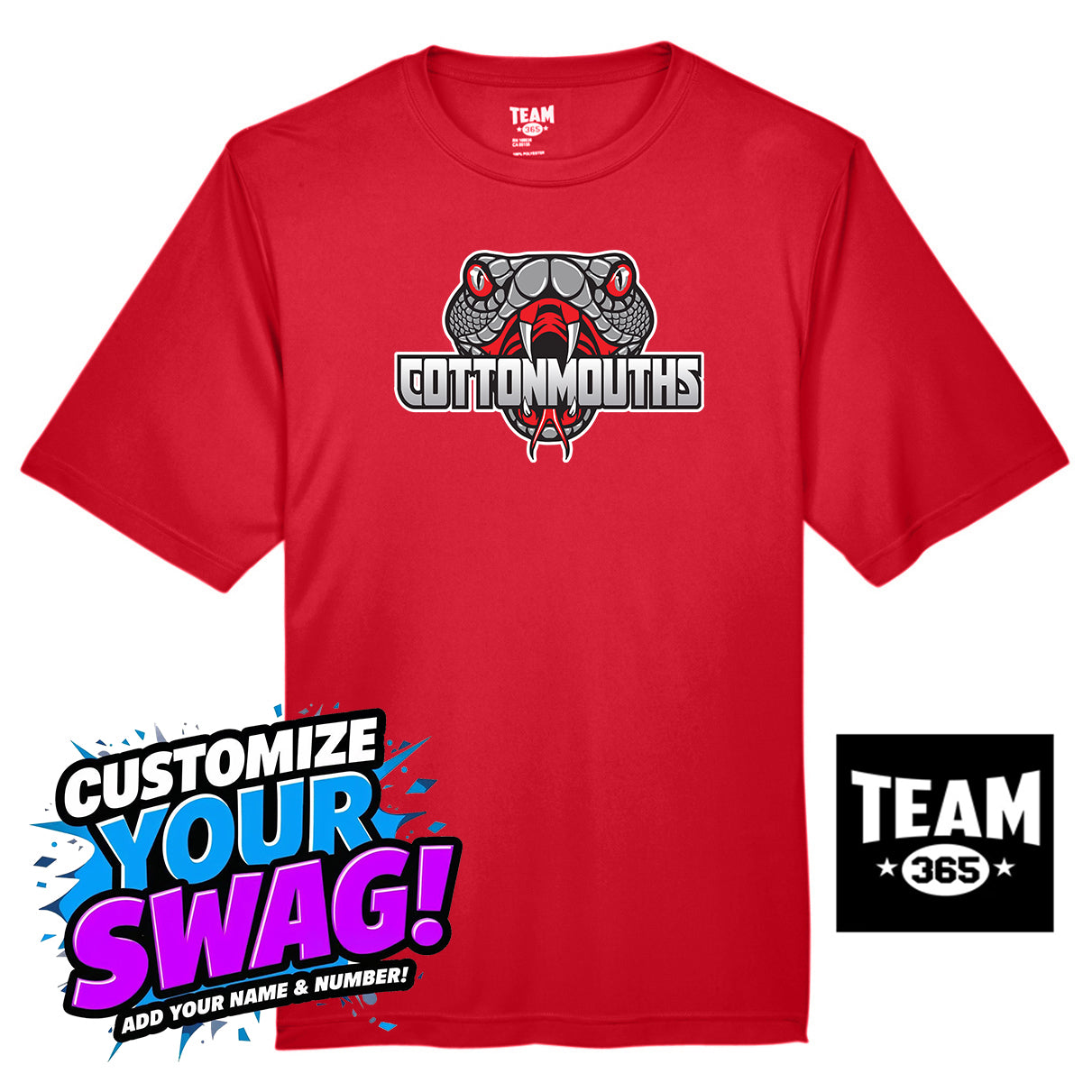 Team 365 Youth & Men's Zone Performance T-Shirt - Black Creek Cottonmouths