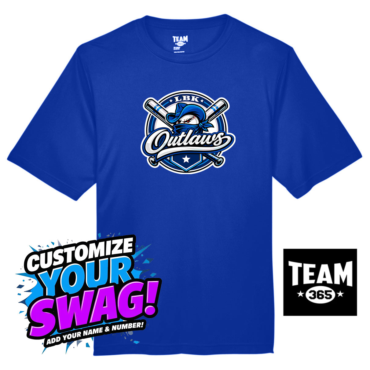 Team 365 Youth & Men's Zone Performance T-Shirt - LBK Outlaws Baseball