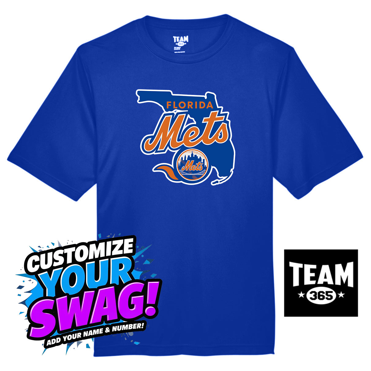 Team 365 Youth & Men's Zone Performance T-Shirt - Florida Mets Baseball
