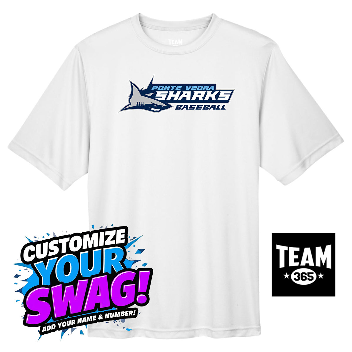 Team 365 Youth & Men's Zone Performance T-Shirt - PVAA Sharks Baseball