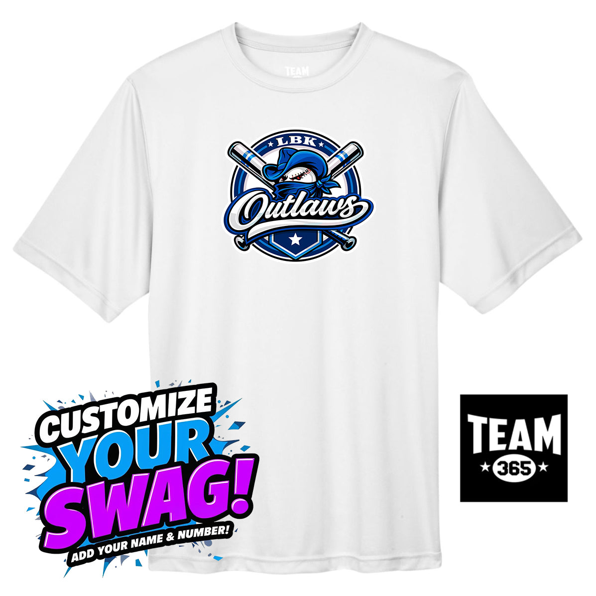 Team 365 Youth & Men's Zone Performance T-Shirt - LBK Outlaws Baseball