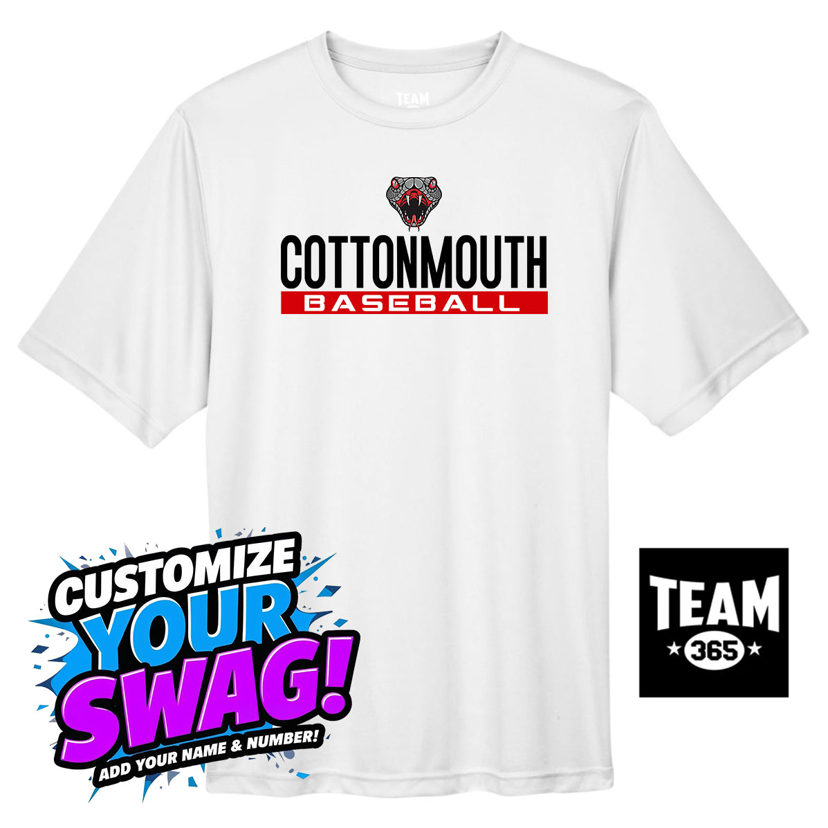 Team 365 Youth & Men's Zone Performance T-Shirt - Black Creek Cottonmouths