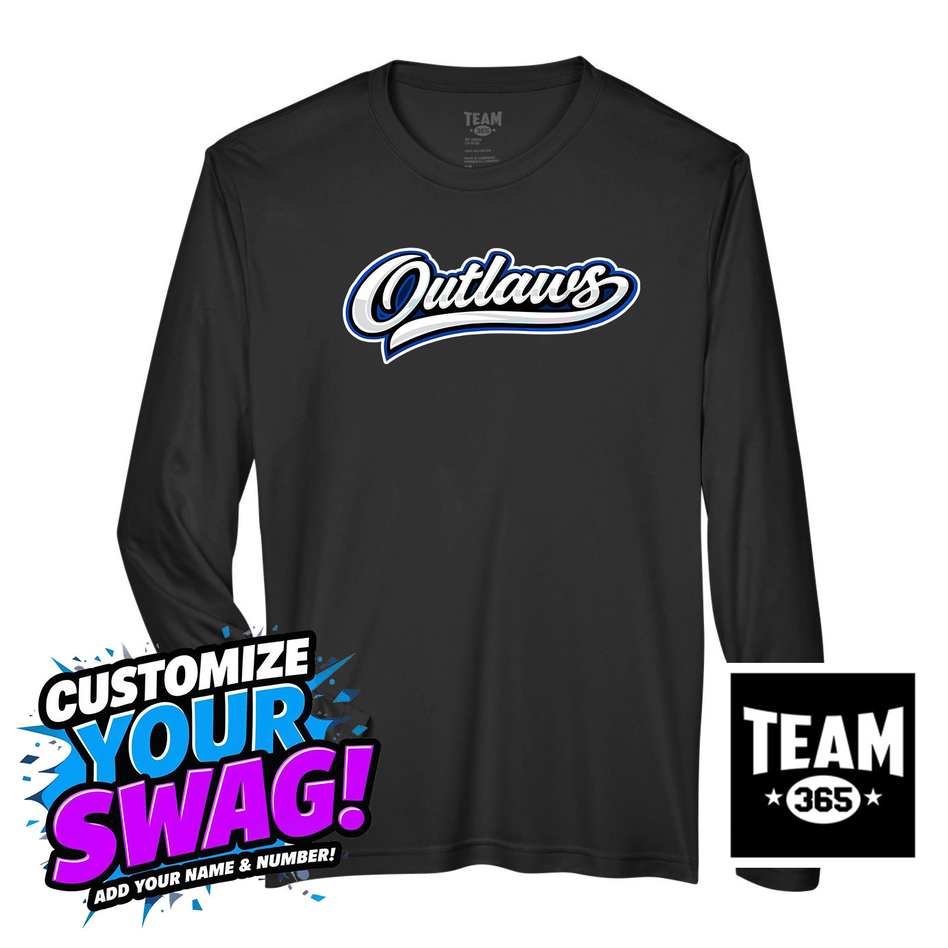 Team 365 Youth & Men's Zone Performance Long-Sleeve T-Shirt - LBK Outlaws Baseball