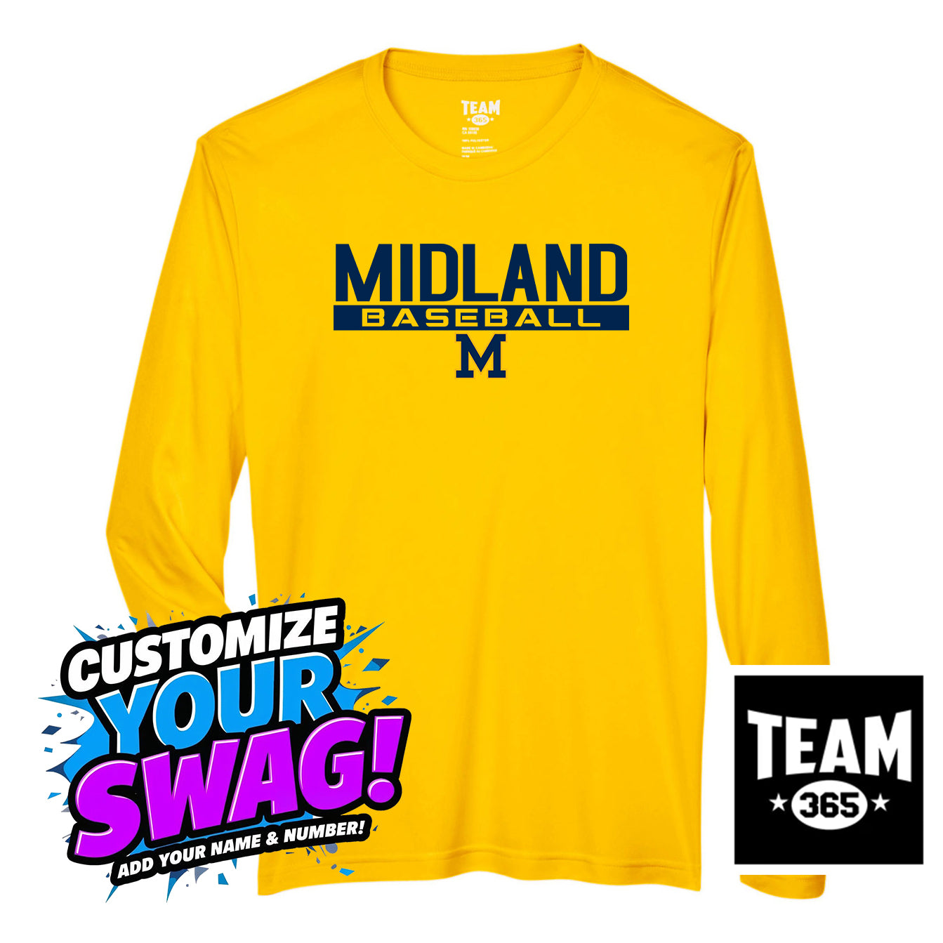 Team 365 Youth & Men's Zone Performance Long-Sleeve T-Shirt - Midland Baseball