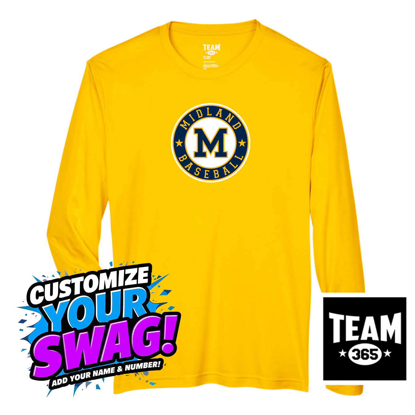 Team 365 Youth & Men's Zone Performance Long-Sleeve T-Shirt - Midland Baseball