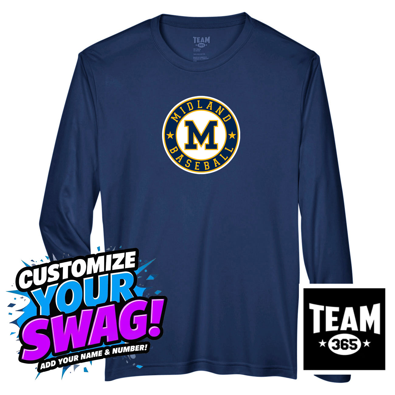 Team 365 Youth & Men's Zone Performance Long-Sleeve T-Shirt - Midland Baseball