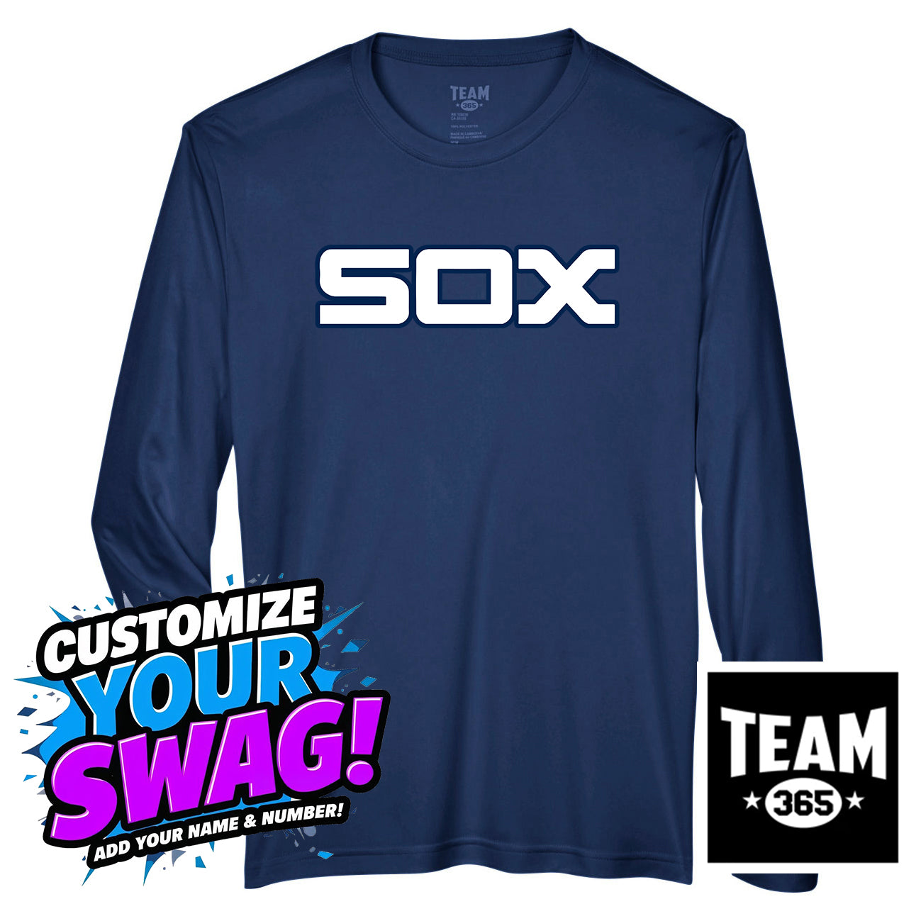 Team 365 Youth & Men's Zone Performance Long-Sleeve T-Shirt - Blue Sox Baseball