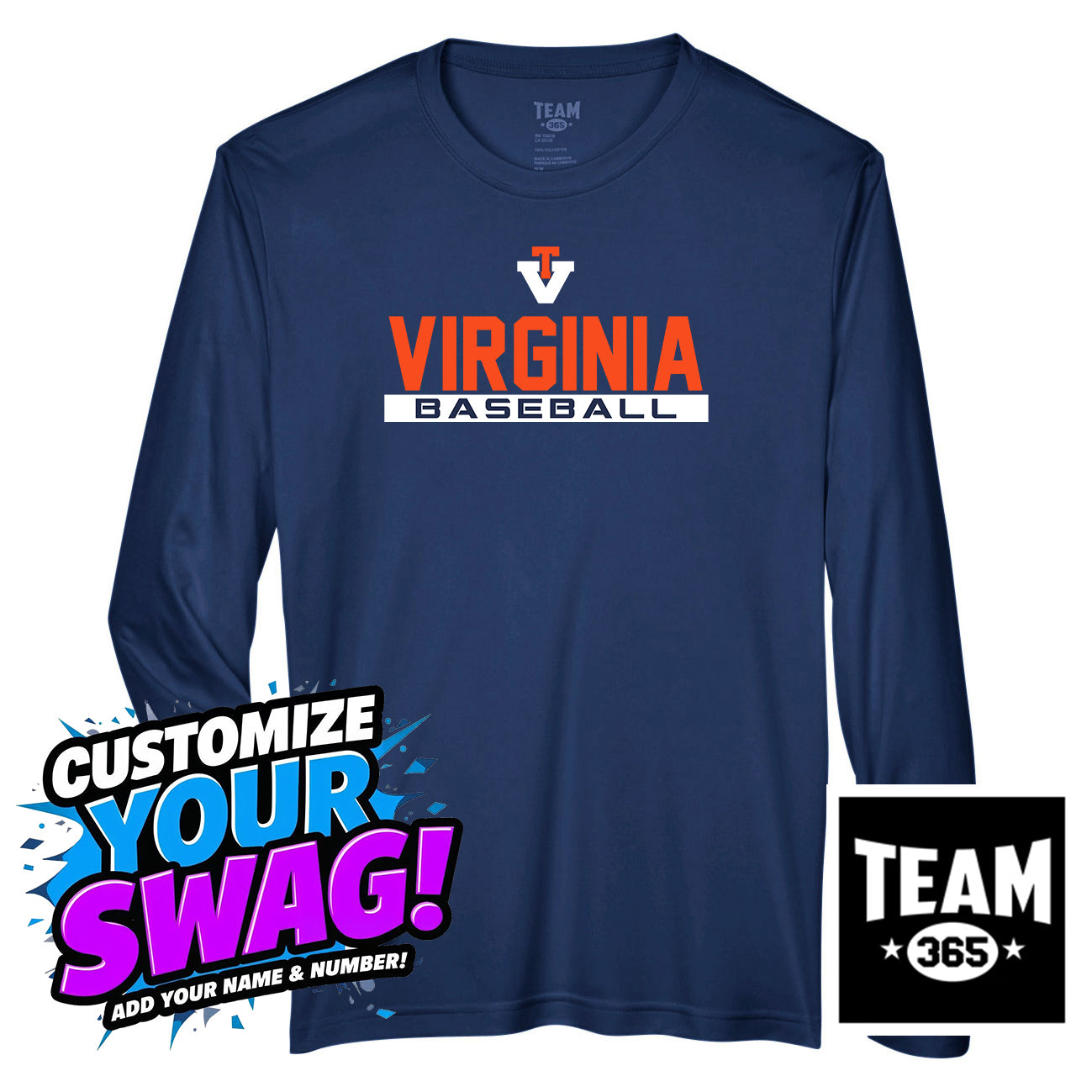Team 365 Youth & Men's Zone Performance Long-Sleeve T-Shirt - Team Virginia Baseball