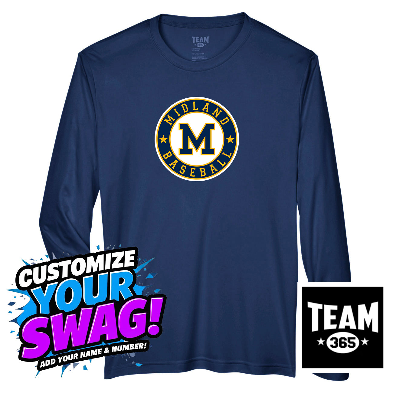 Team 365 Youth & Men's Zone Performance Long-Sleeve T-Shirt - Midland Baseball