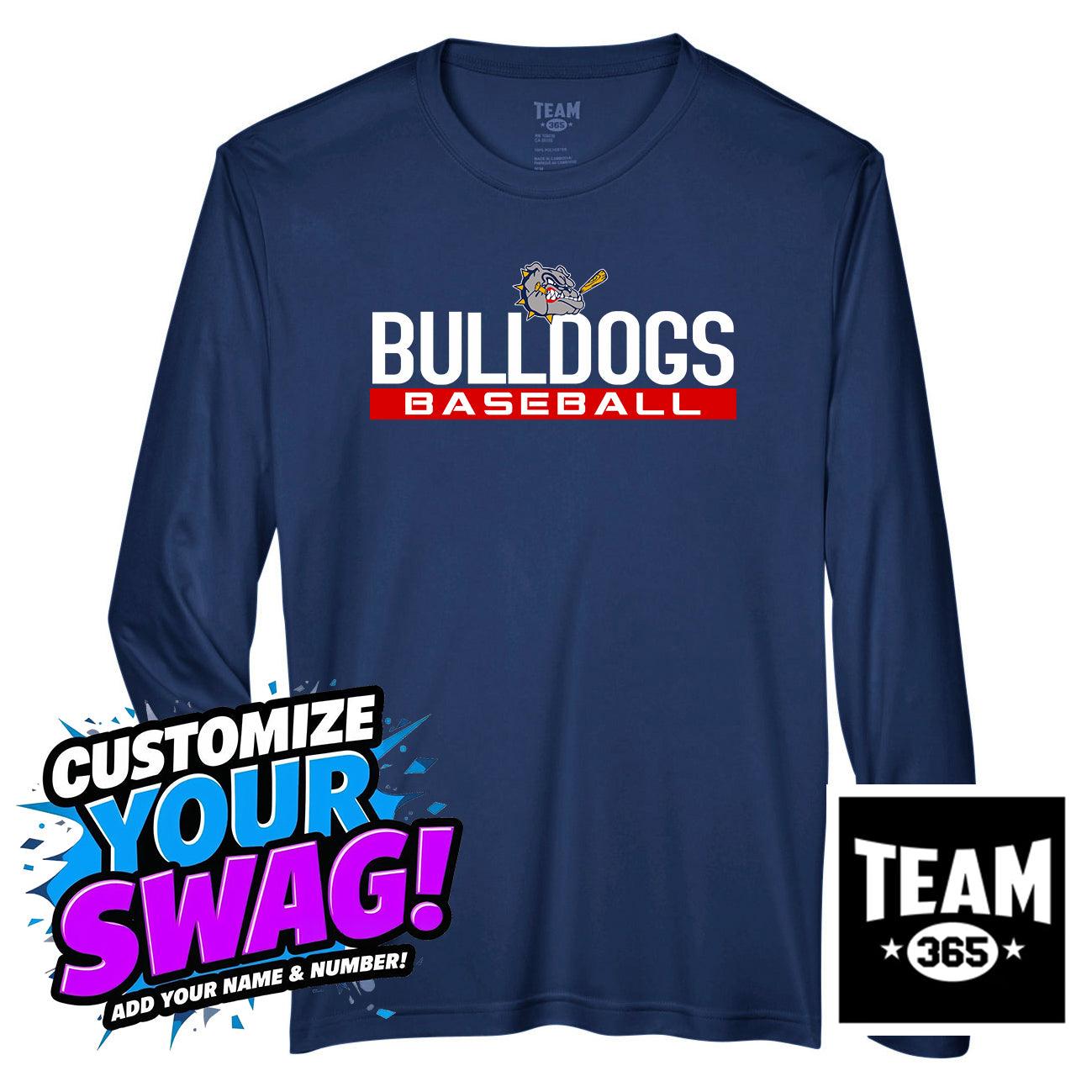 Team 365 Youth & Men's Zone Performance Long-Sleeve T-Shirt - Bloomingdale Bulldogs Baseball