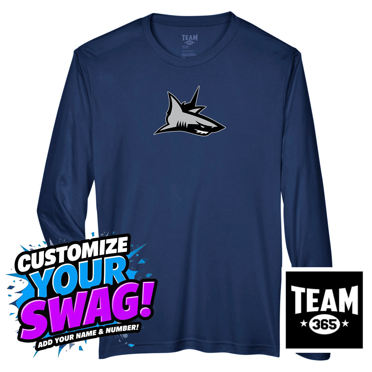 Team 365 Youth & Men's Zone Performance Long-Sleeve T-Shirt - PVAA Sharks Baseball