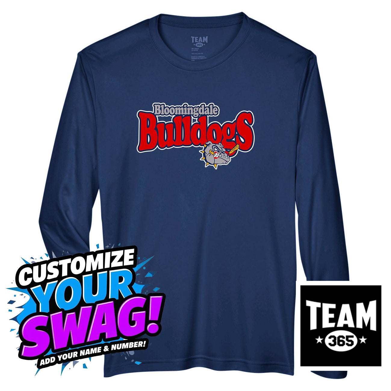 Team 365 Youth & Men's Zone Performance Long-Sleeve T-Shirt - Bloomingdale Bulldogs Baseball