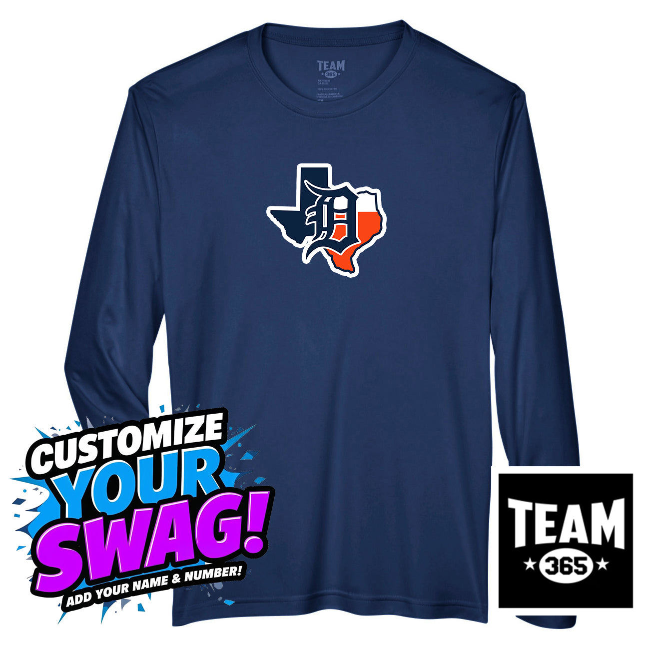 Team 365 Youth & Men's Zone Performance Long-Sleeve T-Shirt - Dallas Tigers Baseball