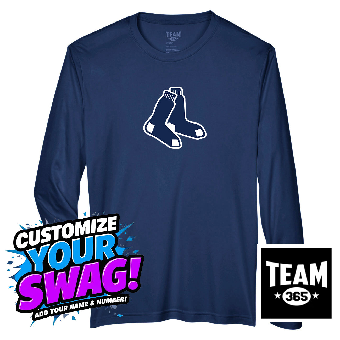 Team 365 Youth & Men's Zone Performance Long-Sleeve T-Shirt - Blue Sox Baseball