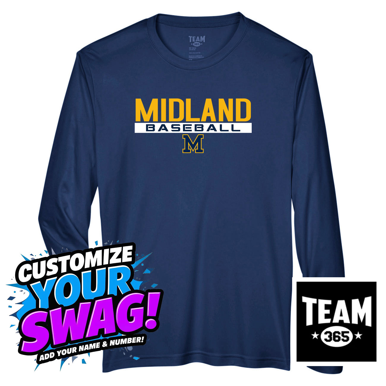 Team 365 Youth & Men's Zone Performance Long-Sleeve T-Shirt - Midland Baseball