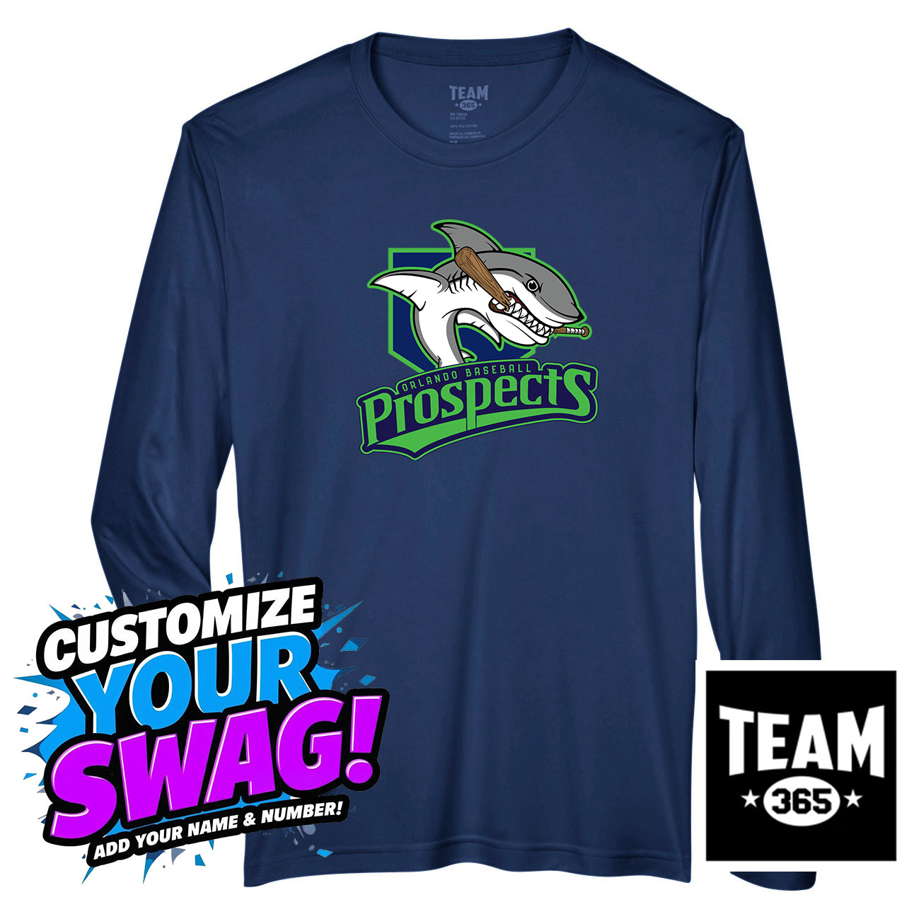 Team 365 Youth & Men's Zone Performance Long-Sleeve T-Shirt - OBP Land Sharks