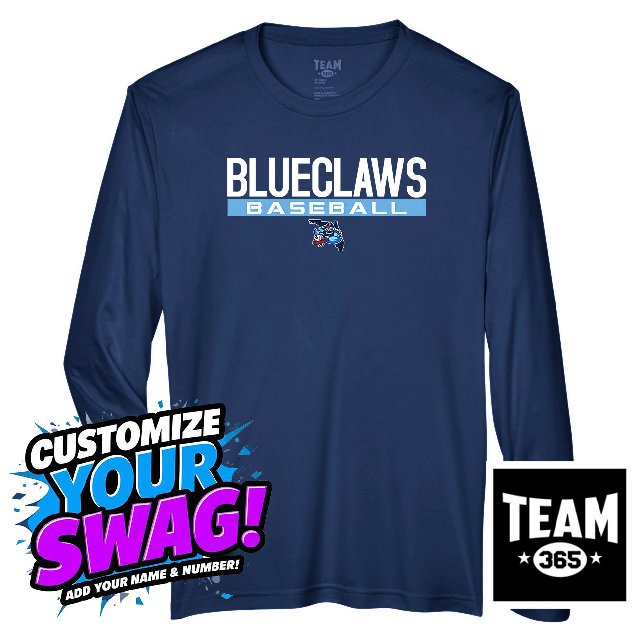 Team 365 Youth & Men's Zone Performance Long-Sleeve T-Shirt - FCA Blueclaws Baseball
