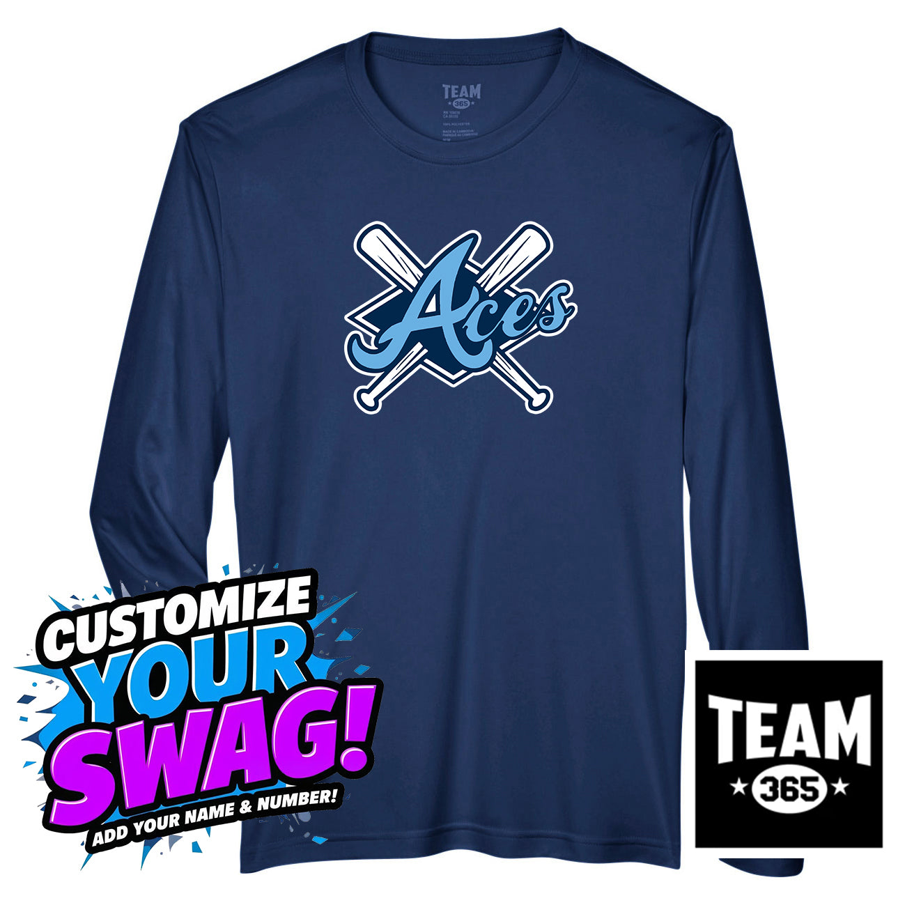 Team 365 Youth & Men's Zone Performance Long-Sleeve T-Shirt - Aces Baseball