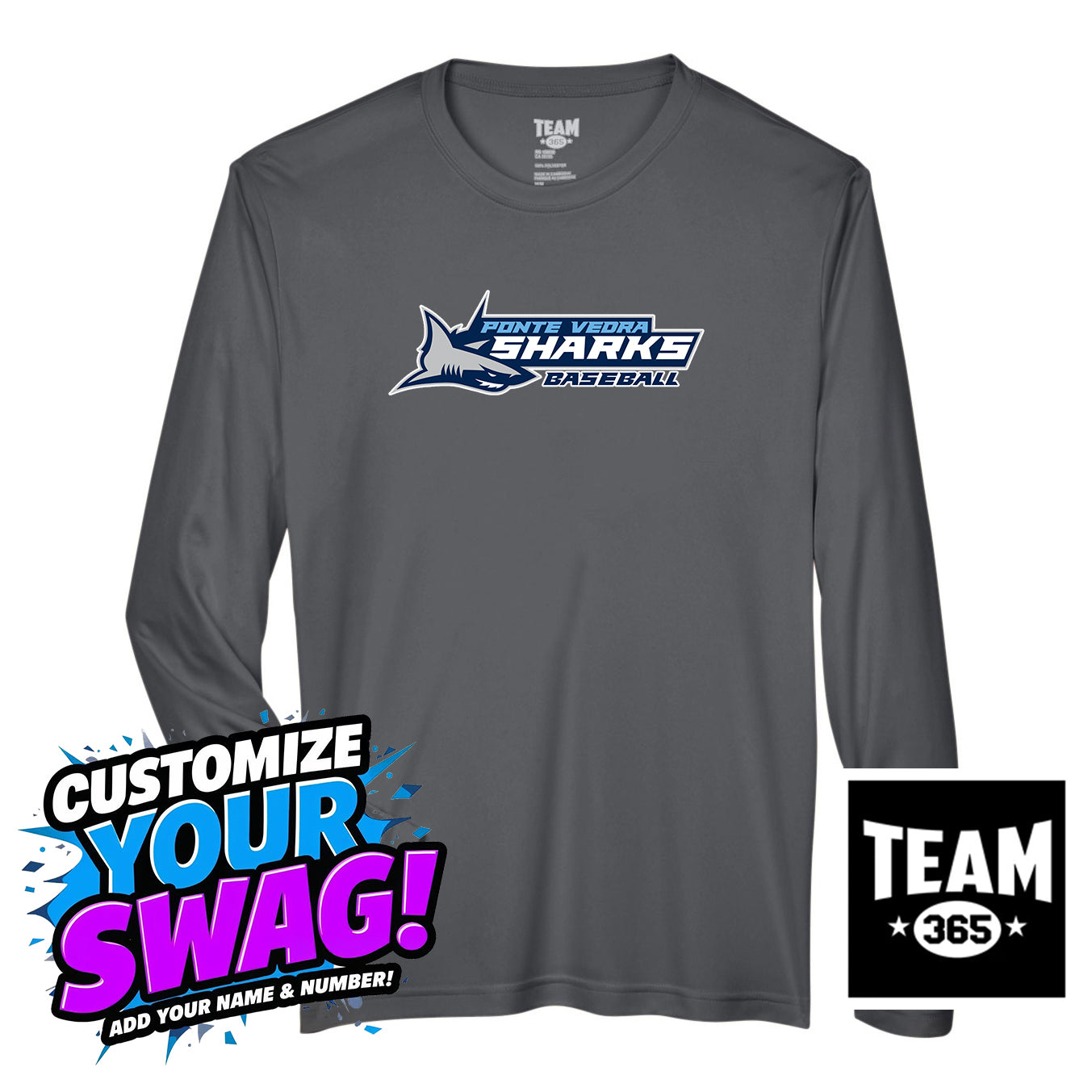 Team 365 Youth & Men's Zone Performance Long-Sleeve T-Shirt - PVAA Sharks