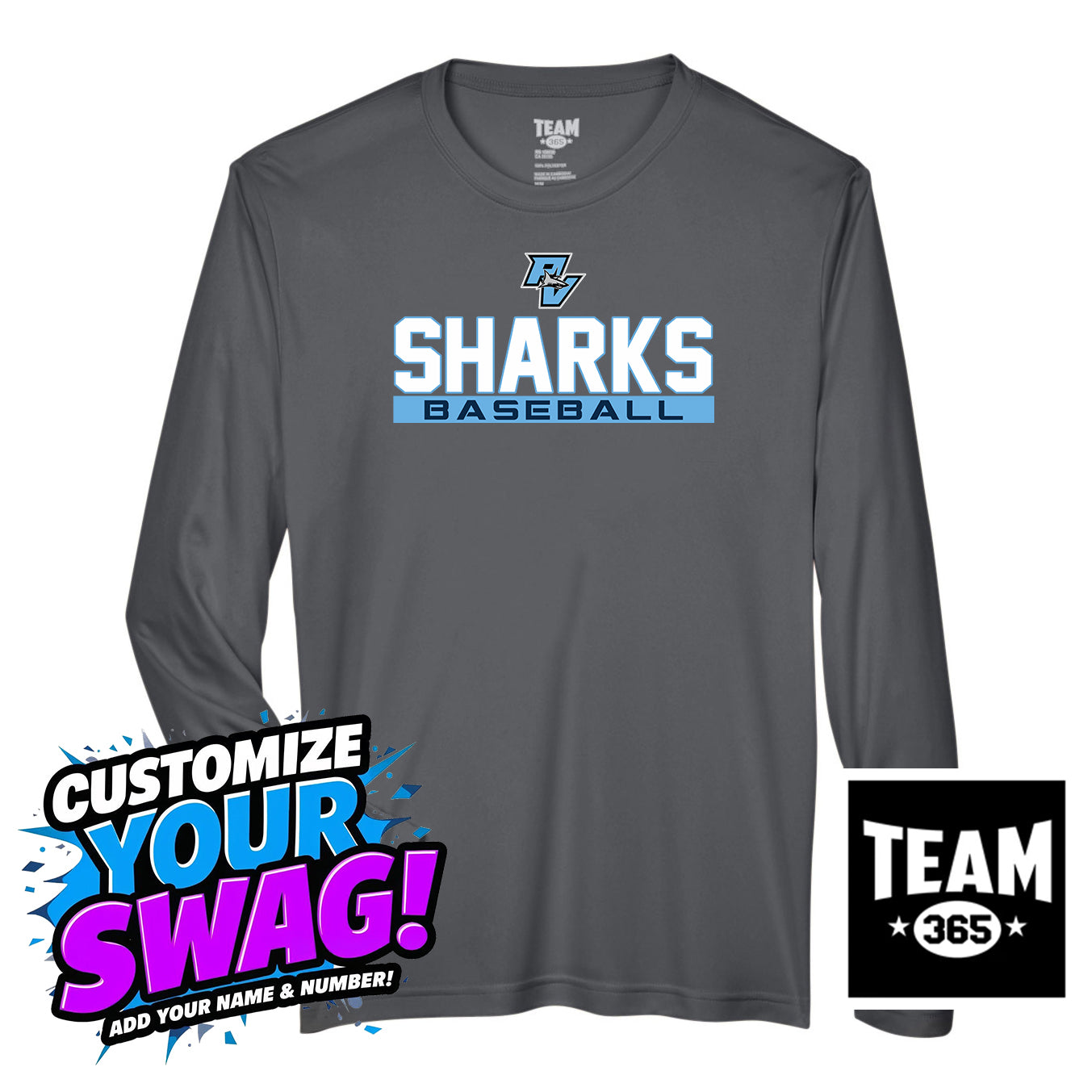 Team 365 Youth & Men's Zone Performance Long-Sleeve T-Shirt - PVAA Sharks